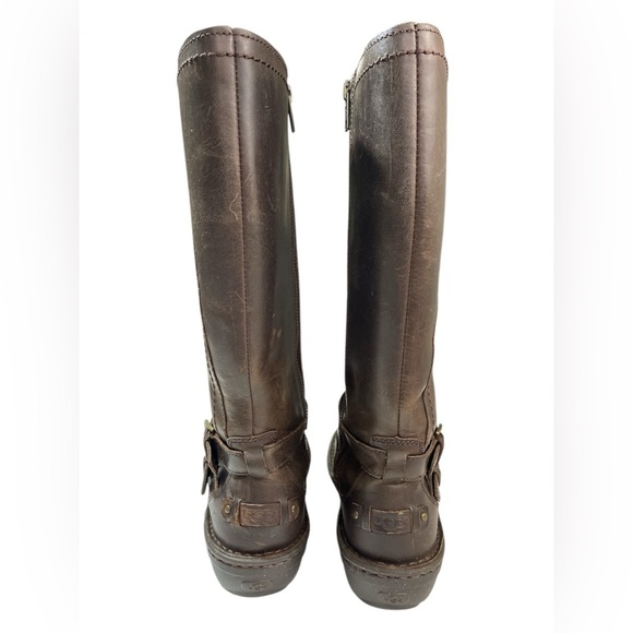 UGG Rosen Shearling Riding Boots - Brown Leather - Women’s Size 6 - Picture 2 of 12